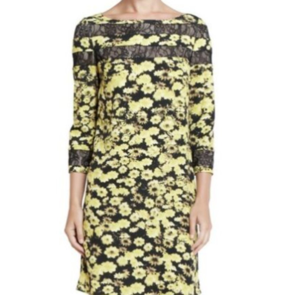 Erin Fetherston Black & Yellow Floral Lace Dress